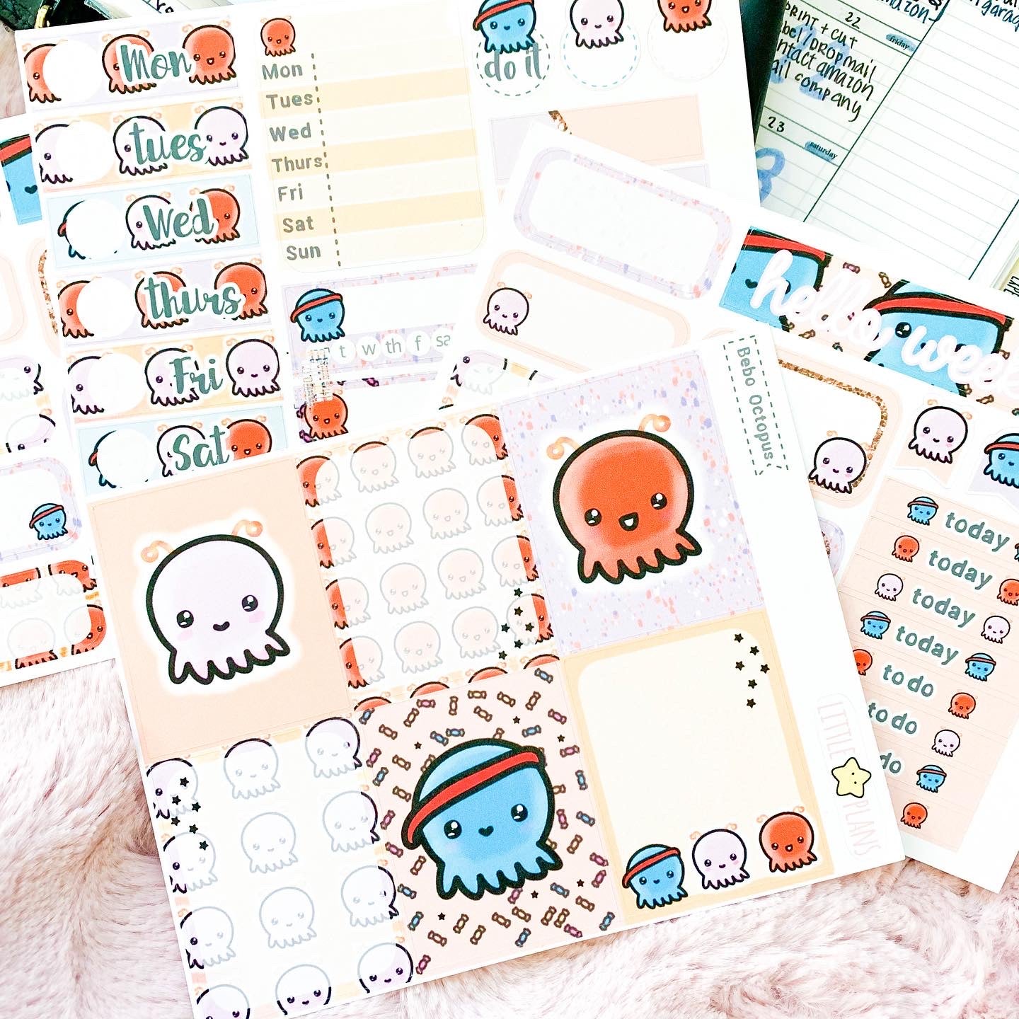Bebo the Octopus Weekly Kit Planner Stickers
