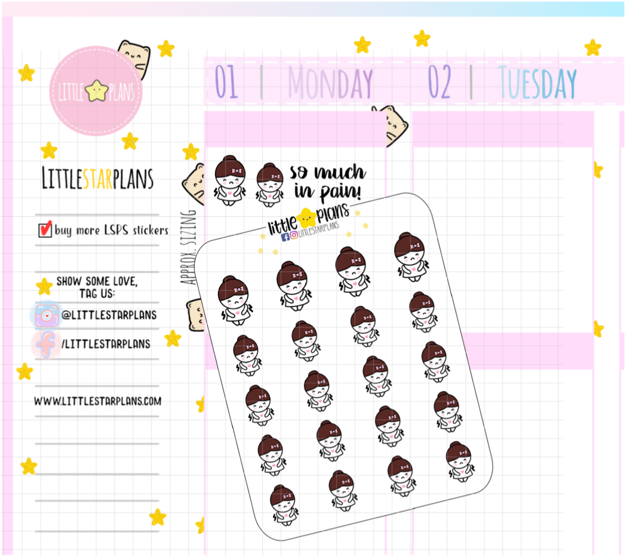 Stomach Pain, Cramps Planner Stickers | Mimi - Littlestarplans