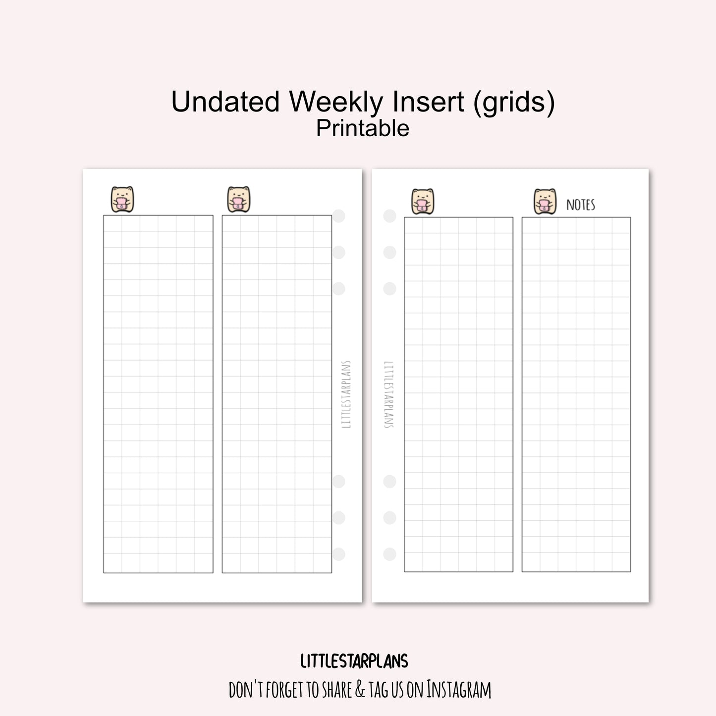 Pocket XL Ring Size | FREEBIE Undated Weekly Inserts | PRINTABLE