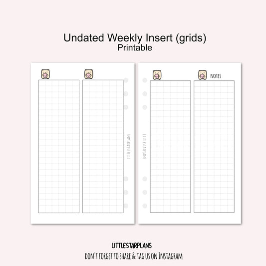 Personal Ring Size | FREEBIE Undated Weekly Inserts | PRINTABLE