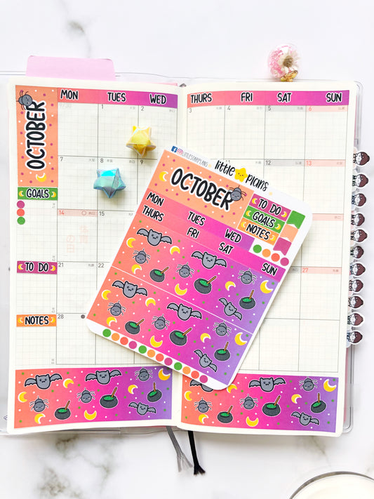 October Hobonichi Weeks Monthly Planner Stickers Kit - Littlestarplans
