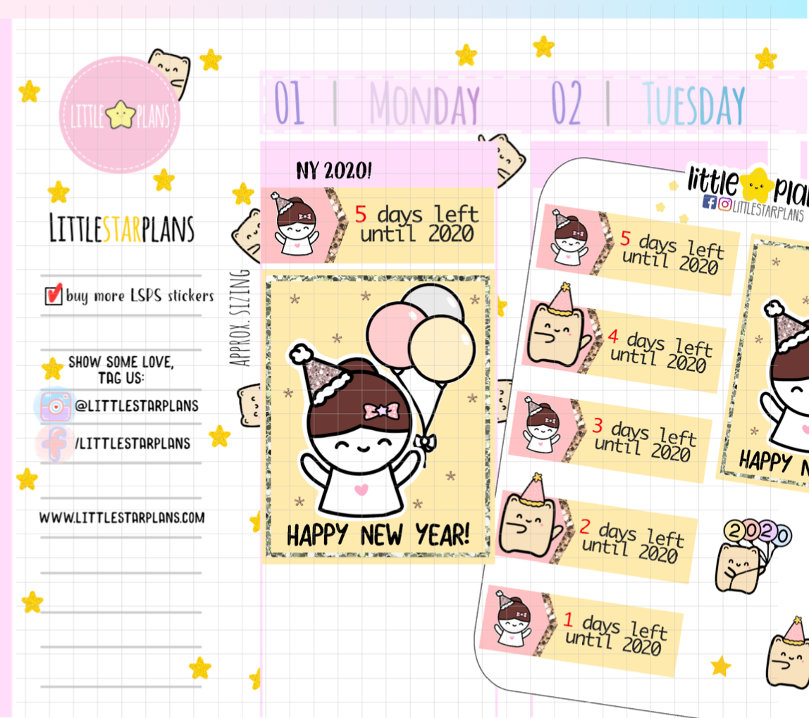 Mimi 2020 New Year Countdown Planner Stickers (M164) - Littlestarplans