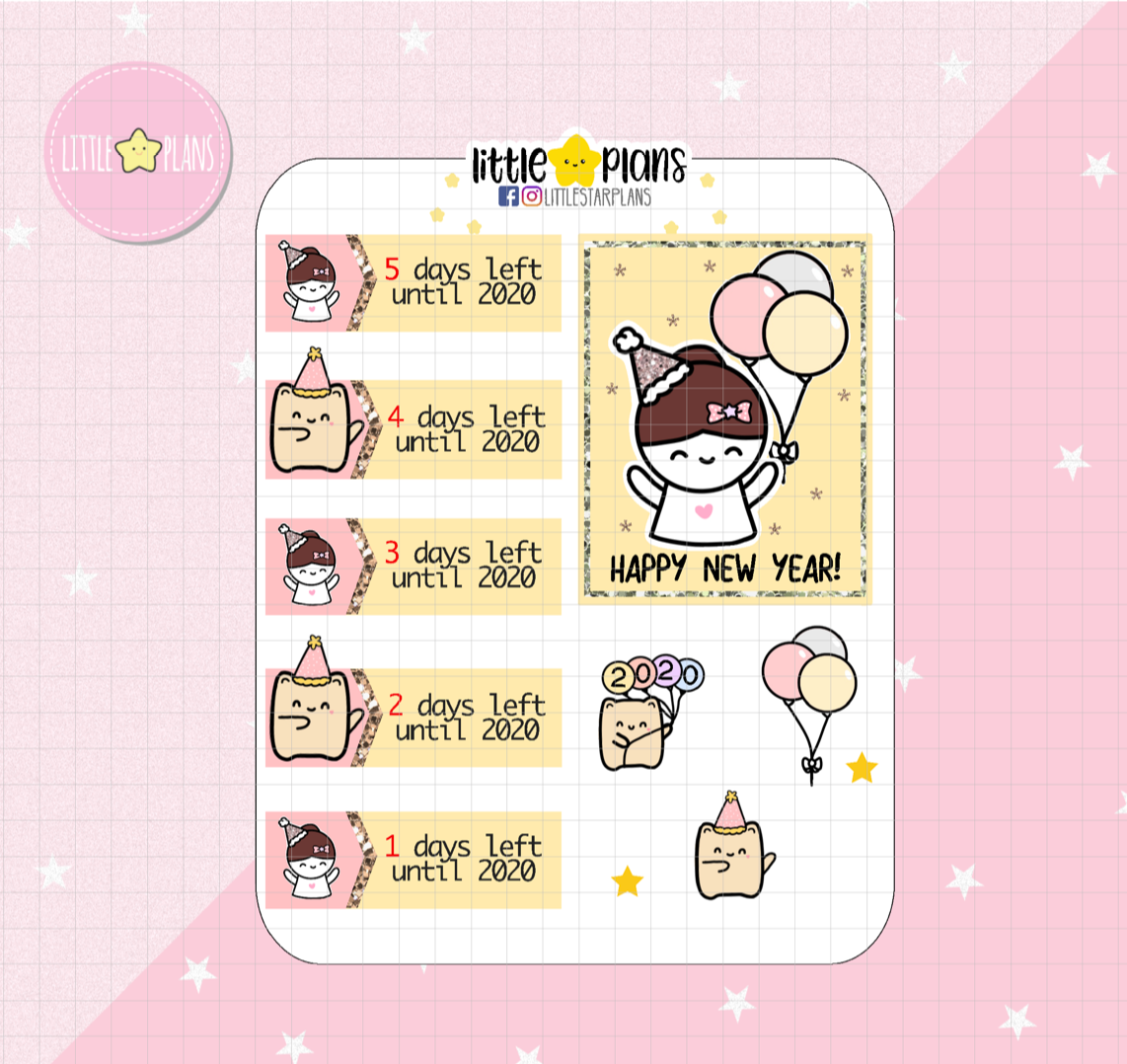 Mimi 2020 New Year Countdown Planner Stickers (M164) - Littlestarplans