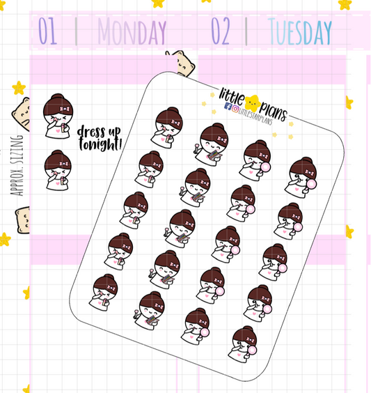 Mimi Make Up, Getting Ready Planner Stickers (M169) - Littlestarplans