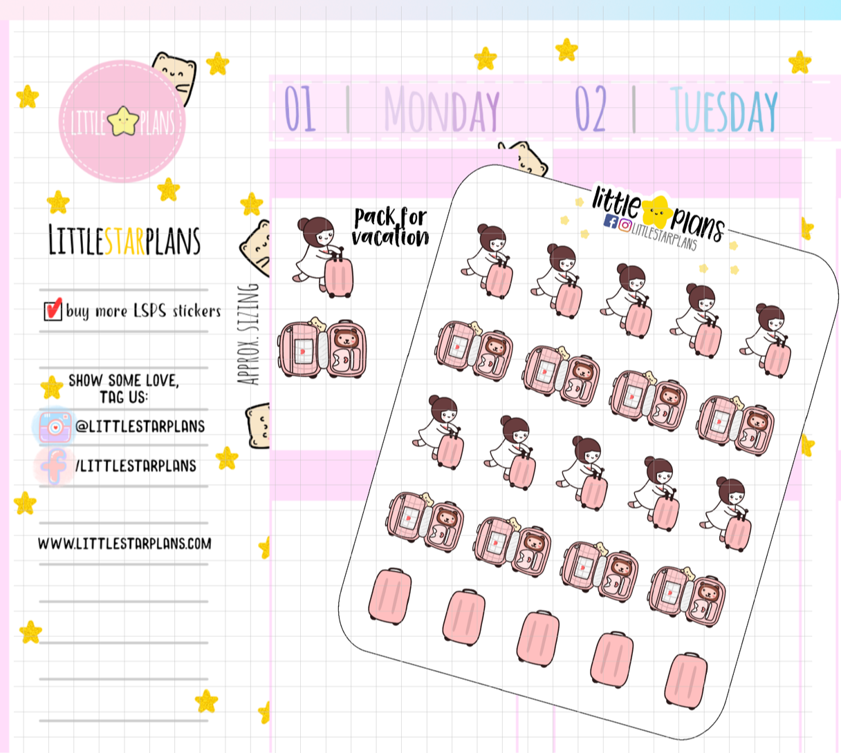 Mimi Travels, Pack for a Trip Planner Stickers (M165) - Littlestarplans