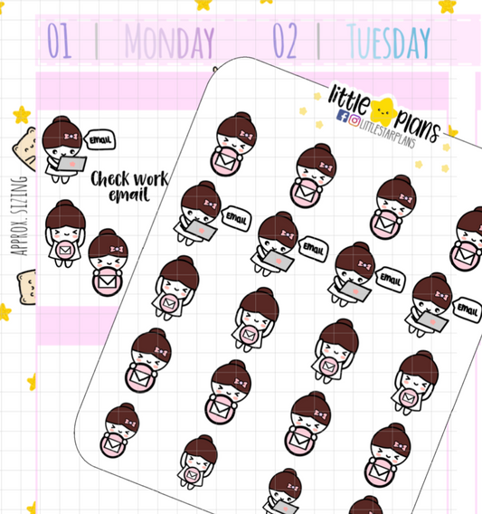 Mimi Checking on Work Email Planner Stickers (M168) - Littlestarplans
