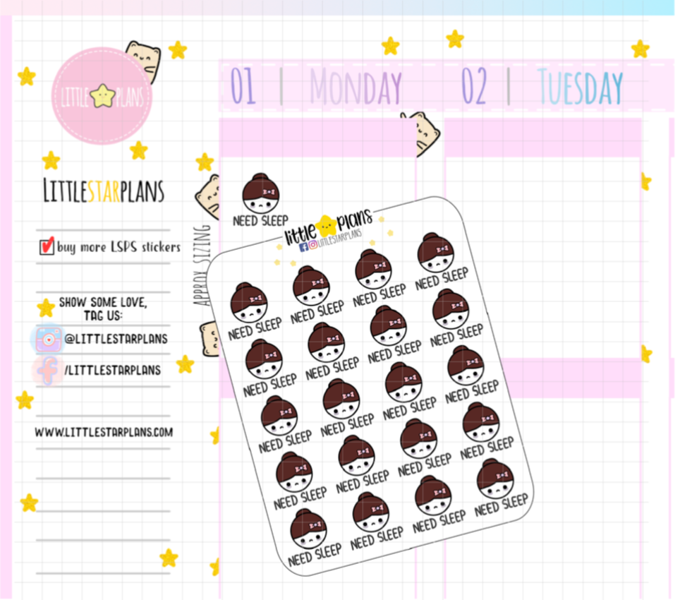 Need Sleep, Me Time Planner Stickers | Mimi - Littlestarplans