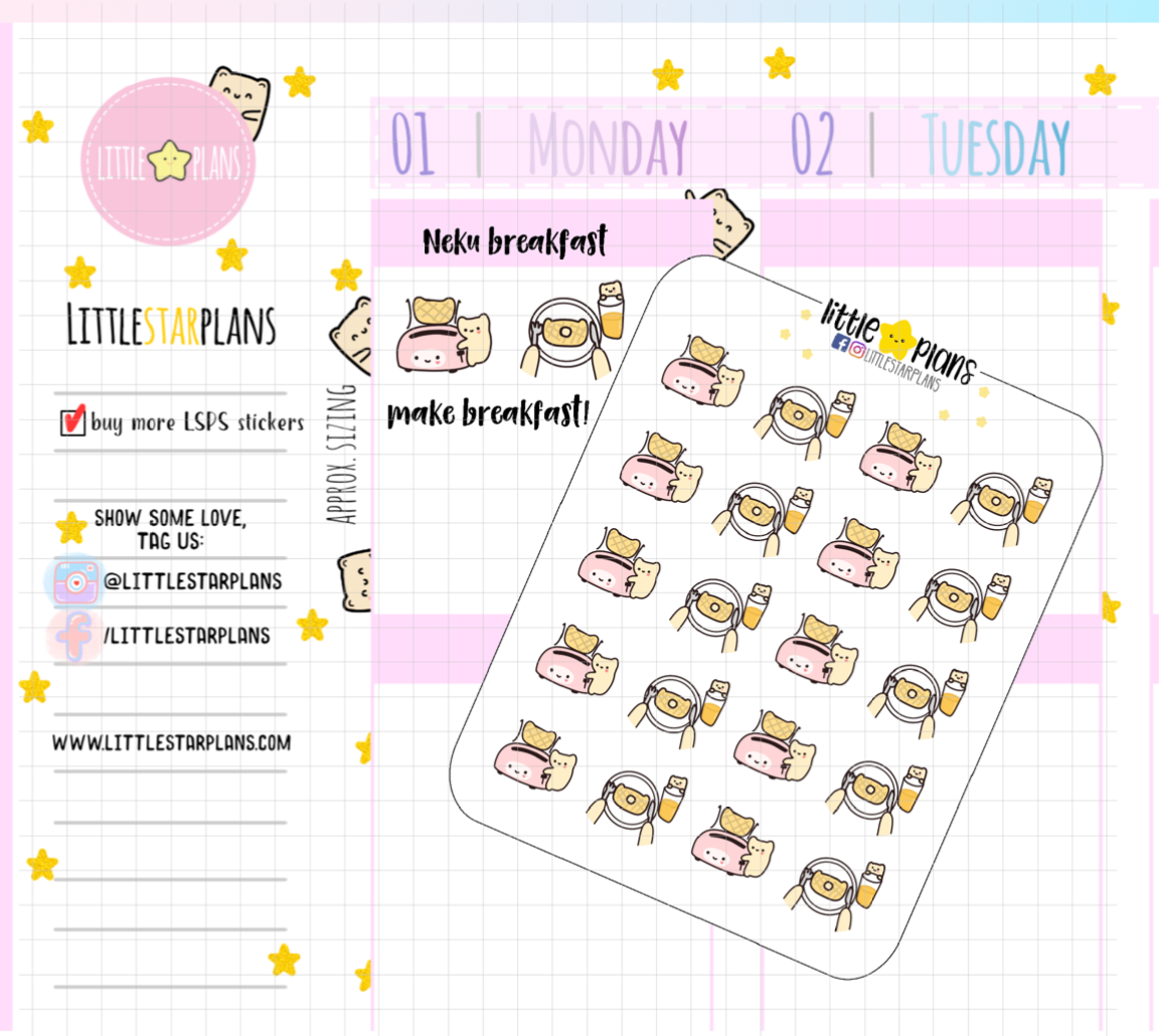 Neku Cute Breakfast Planner Stickers (N48) - Littlestarplans