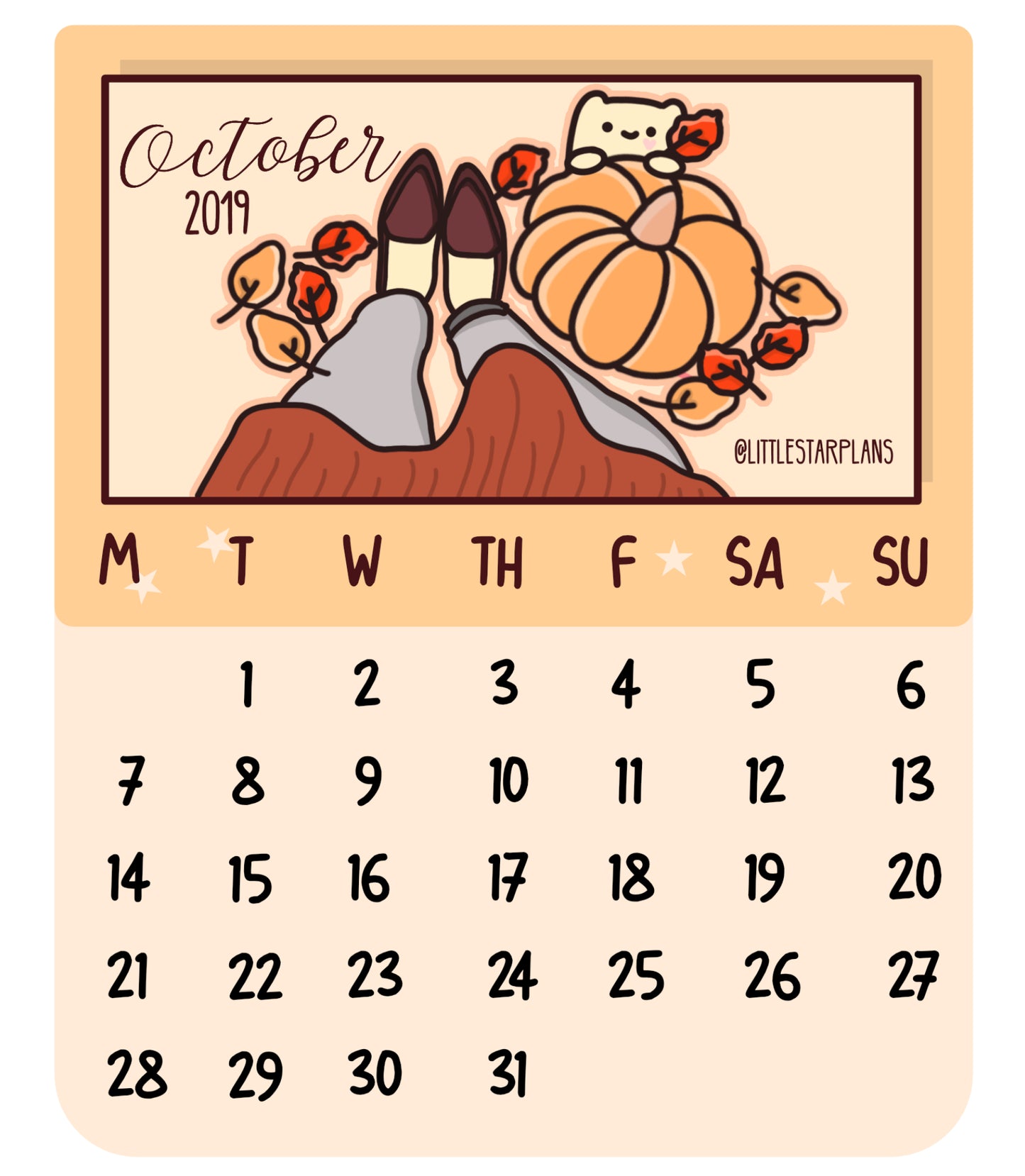 Neku October 2019 Calendar Facebook Freebie - Littlestarplans