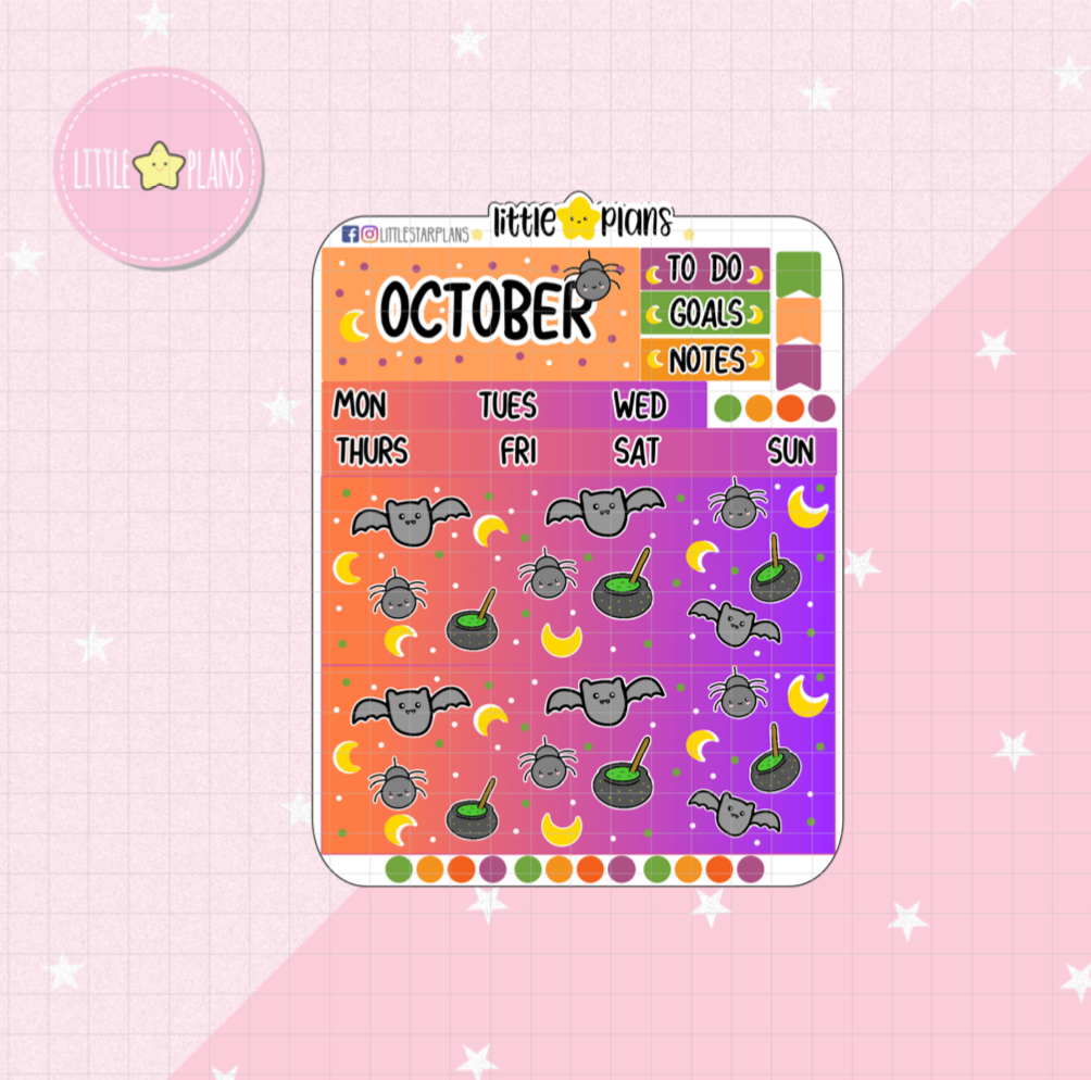 October Hobonichi Weeks Monthly Planner Stickers Kit - Littlestarplans