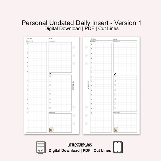 Personal Ring Size | Neku Functional Undated Daily Inserts Version 1 | PRINTABLE