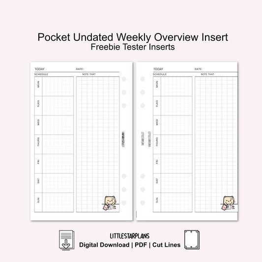 Pocket Ring Size | Undated Weekly Overview Insert | PRINTABLE