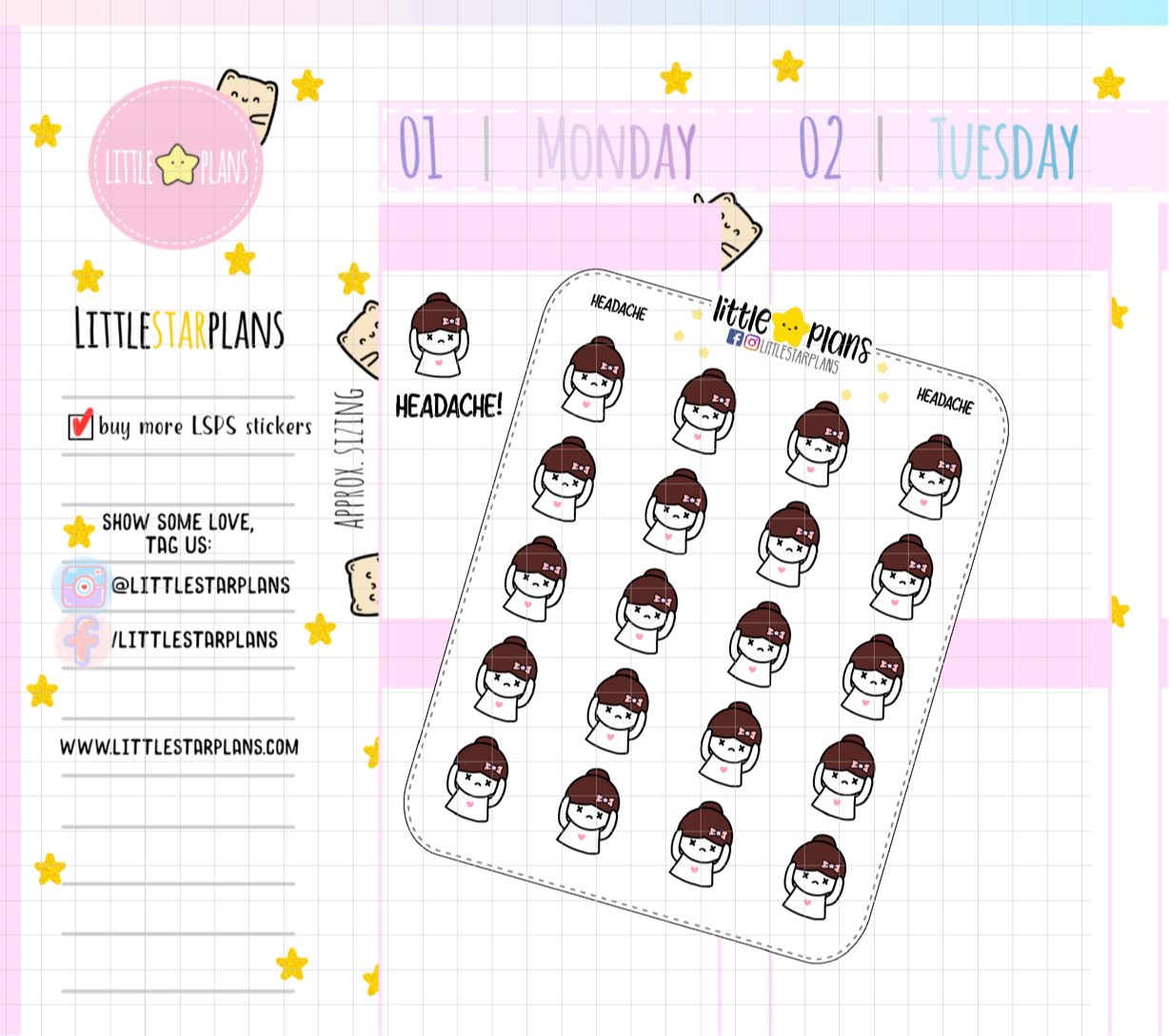 Mimi Migraine Headache Planner Stickers (M193)