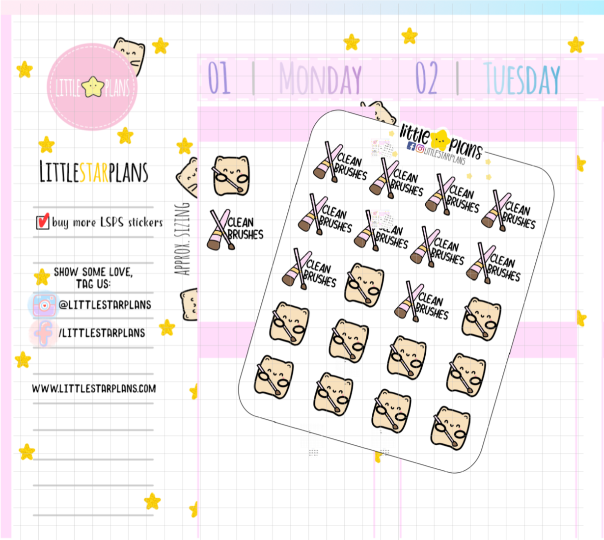 Neku Clean Makeup Brushes Planner Stickers (N53)