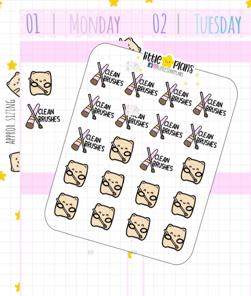 Neku Clean Makeup Brushes Planner Stickers (N53)