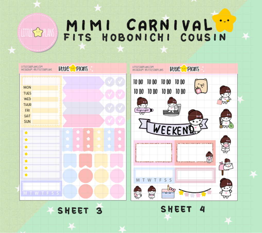 Mimi Carnival Weekly Planner Kit - Fits Hobonichi Cousin