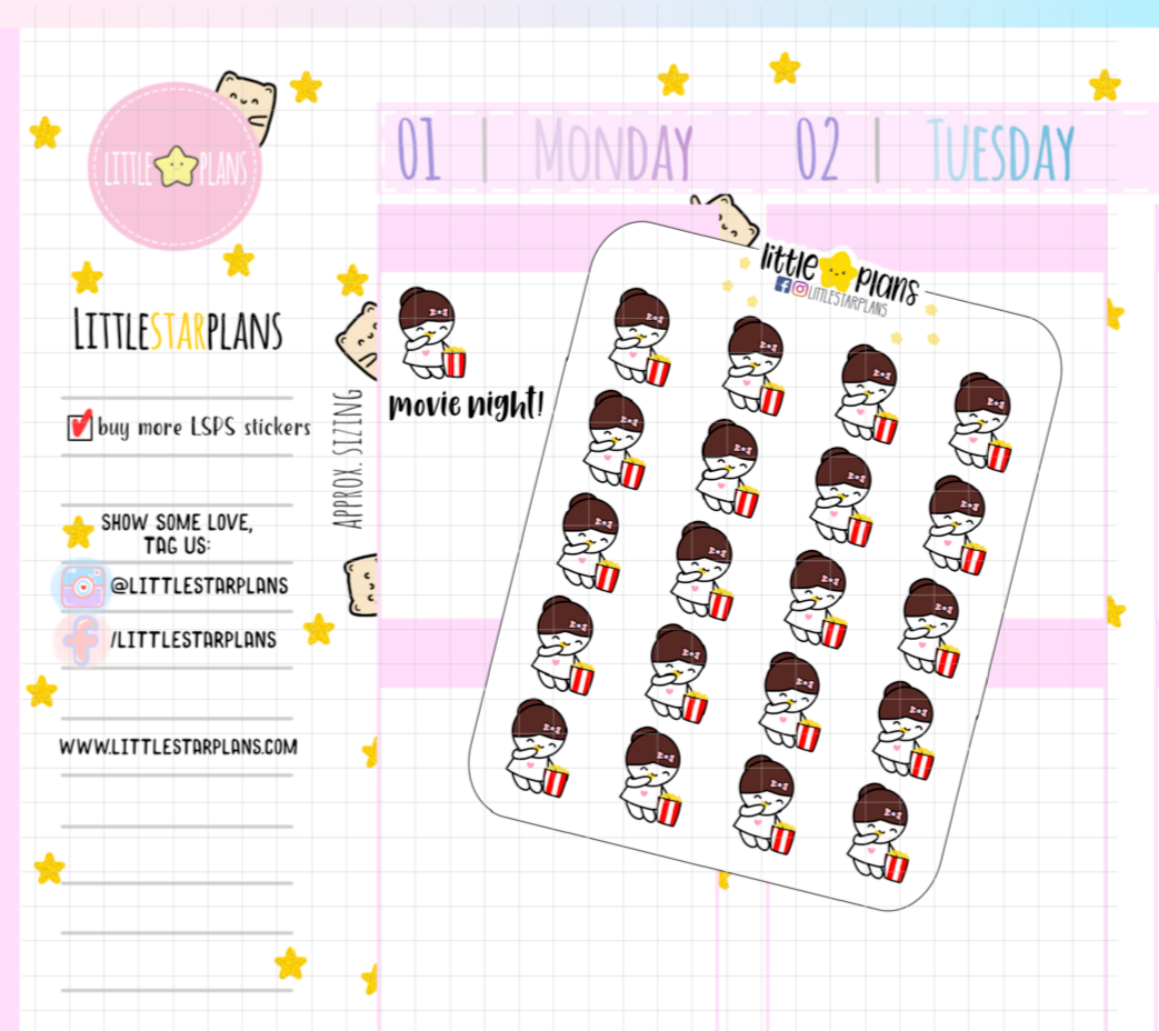 Mimi - Popcorn, Movie Time Planner Stickers