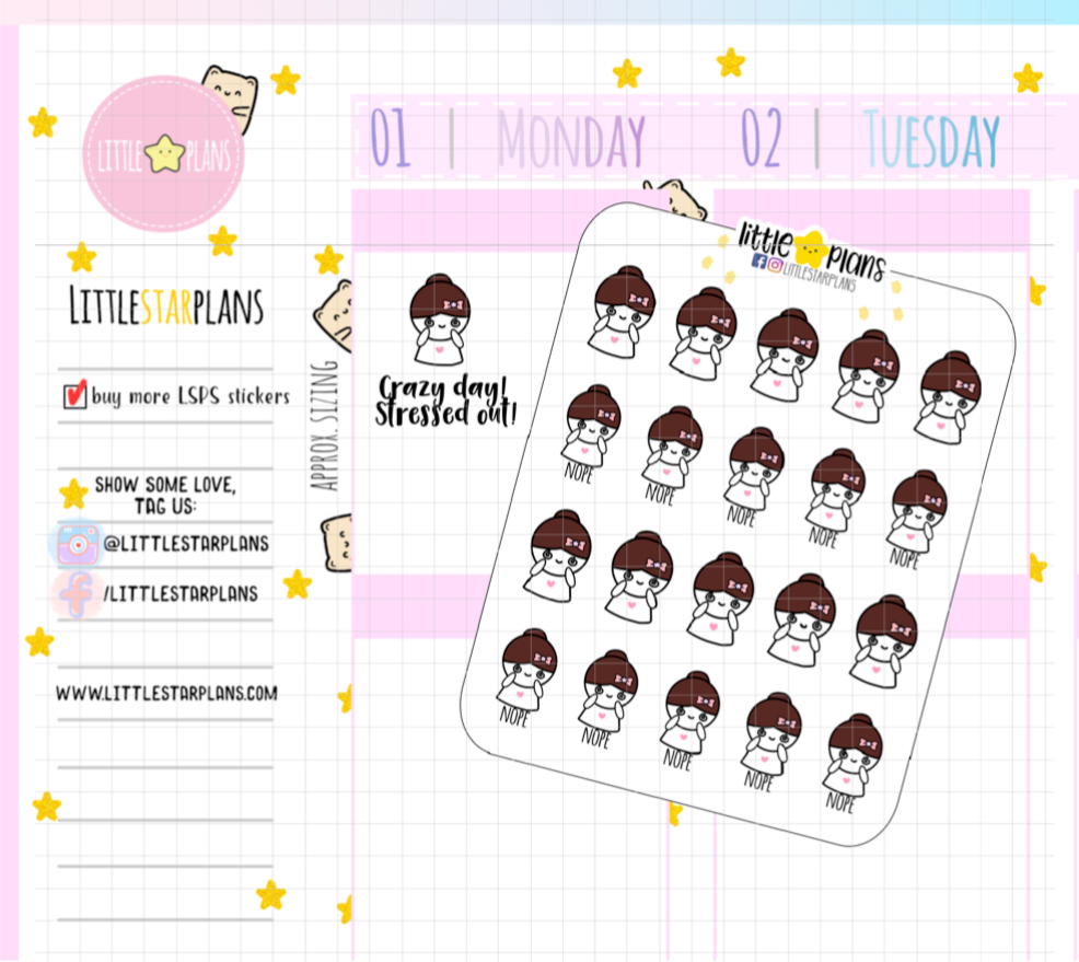 Mimi - Stressed Out, Crazy day, Nope Planner Sticker