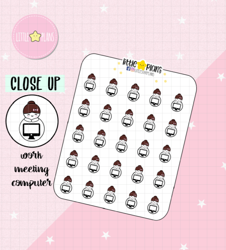 Mimi Functional Icon - Work, Meeting, Computer Planner Stickers