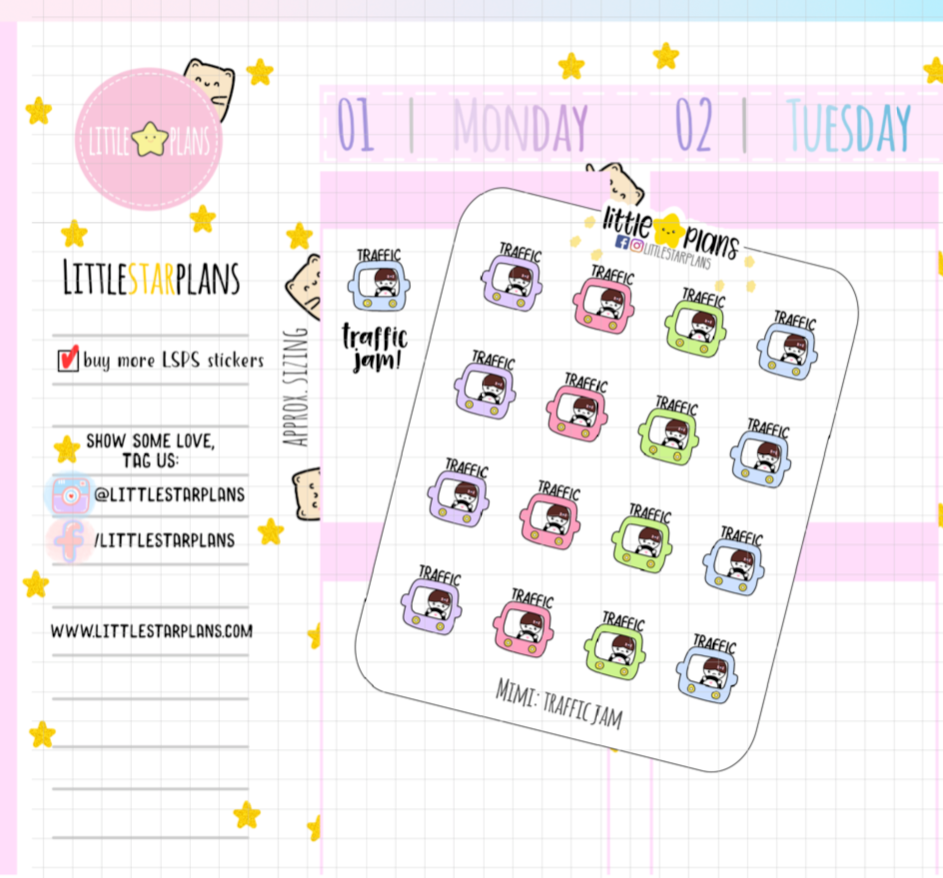 Mimi - Traffic Jam, Frustration, Late Planner Stickers
