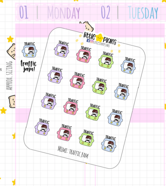 Mimi - Traffic Jam, Frustration, Late Planner Stickers