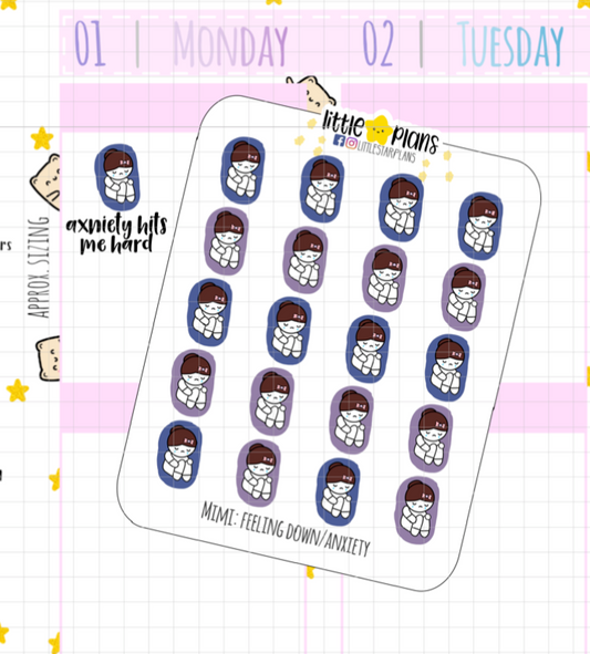Mimi - Feeling Down, Anxiety Planner Stickers