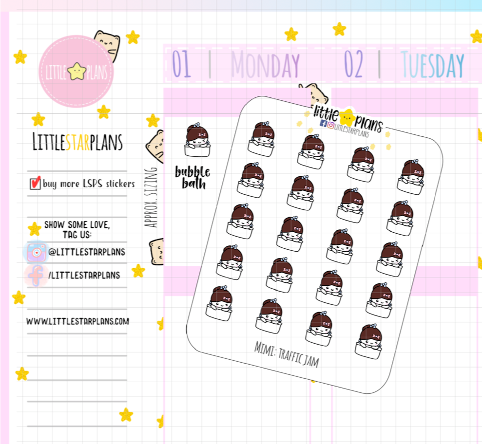 Mimi - Me Time, Bubble Bath Planner Stickers