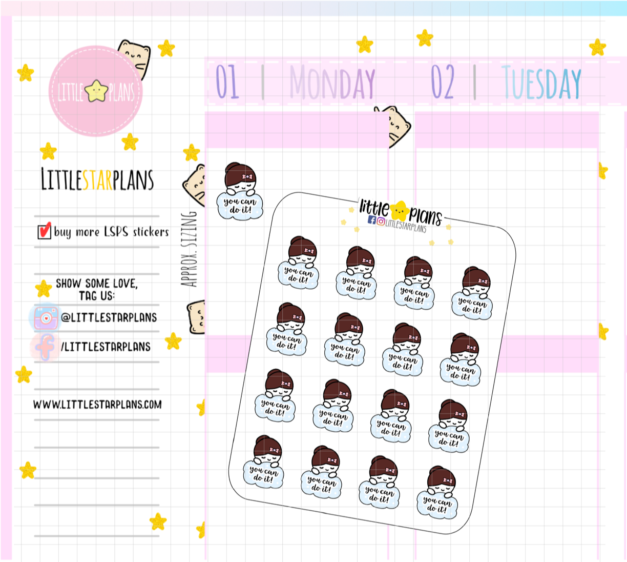 Mimi - You Can Do It, Motivtional Planner Stickers (M141) - Littlestarplans