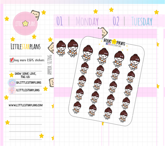 Mimi - Fall Outfit Holding PSL Drink, Dress Warm, Dress Up Planner Stickers - Littlestarplans