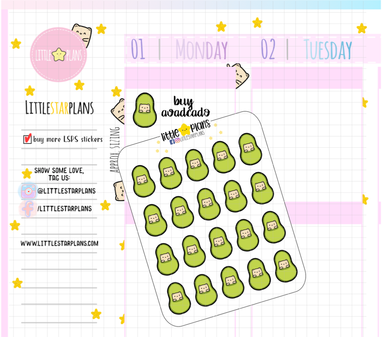 Buy Avocado, Food Planner Stickers | Neku - Littlestarplans