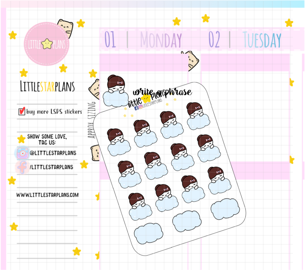 Mimi Functional Cloud Planner Stickers (M141b) - Littlestarplans