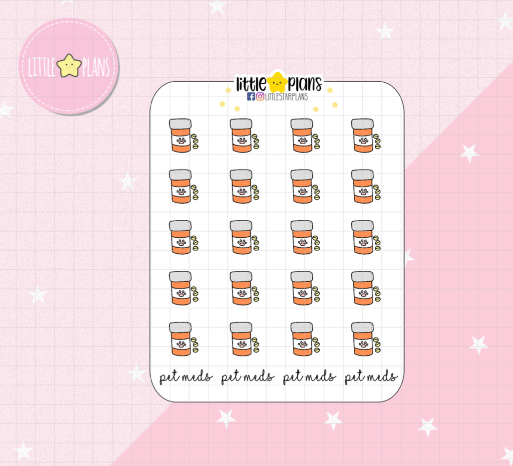 Pet Medication Planner Stickers, Planner Doodle Stickers, Cute Pet Stickers, Icon, Stickers, Kawaii Stickers - Littlestarplans