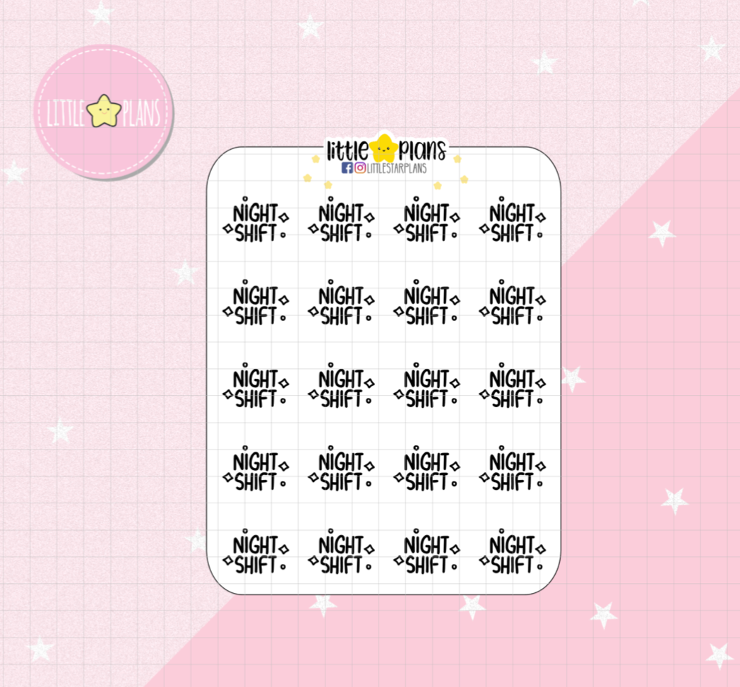 Night Shift Sticker, Work Stickers, Planner Stickers, Text Stickers, S –  Littlestarplans