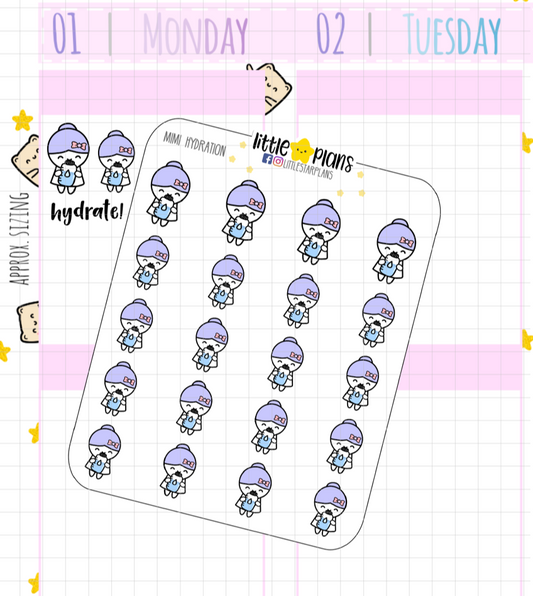 Mimi Drinks Water, Hydration V2 Planner Stickers - Littlestarplans