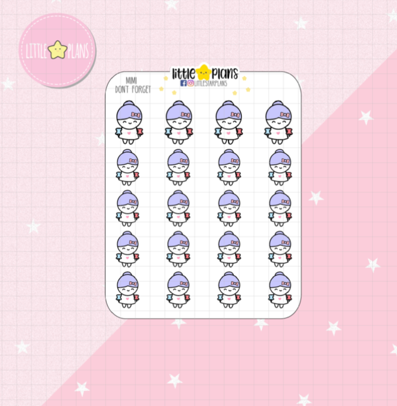 Mimi Don't Forget, Reminder, Important Planner Stickers - Littlestarplans