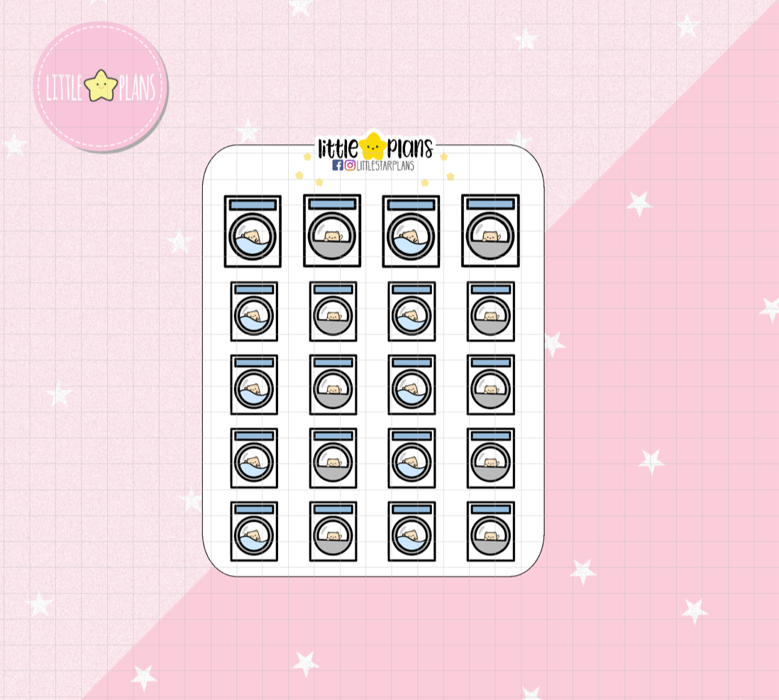 Neku Laundry Day, Wash Clothes, Dry Clothes, Washer and Dryer Planner Stickers (N35) - Littlestarplans