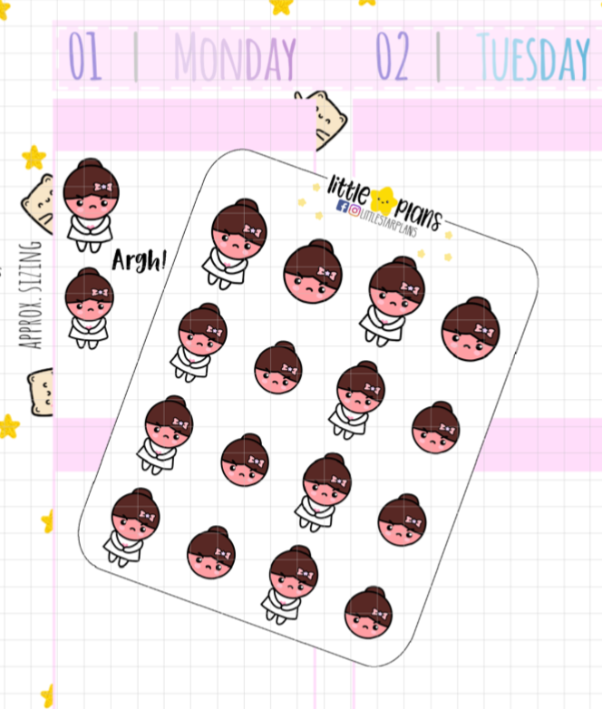 Mimi Frustrated, Flushed, Angry Moment Planner Stickers (M153) - Littlestarplans