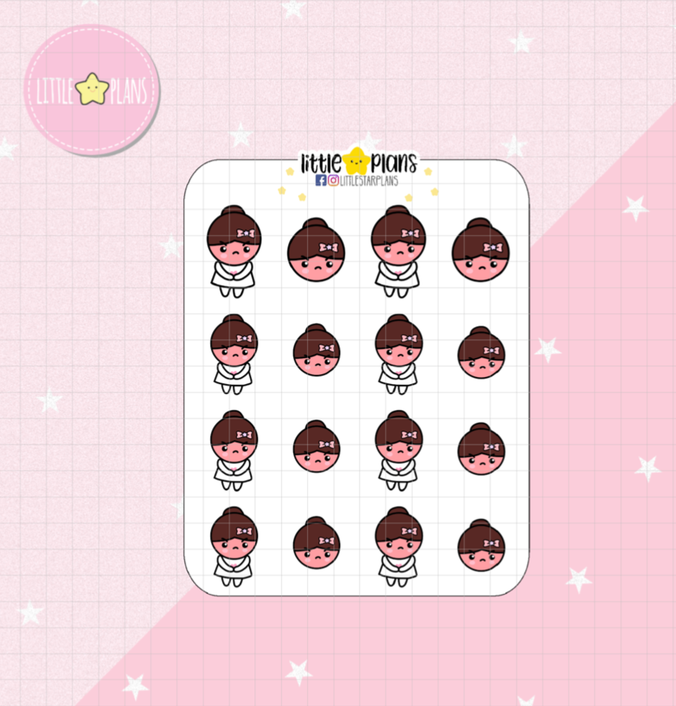 Mimi Frustrated, Flushed, Angry Moment Planner Stickers (M153) - Littlestarplans