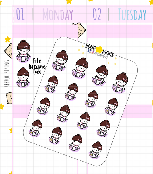 Mimi Accounting, Income Tax, Math Planner Stickers (M155) - Littlestarplans