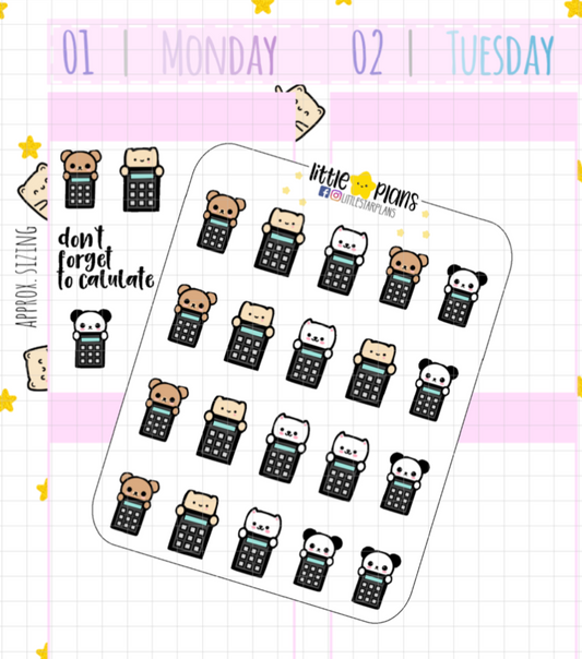 Cute Neku and Animal Friends Calculator Planner Stickers (D03) - Littlestarplans