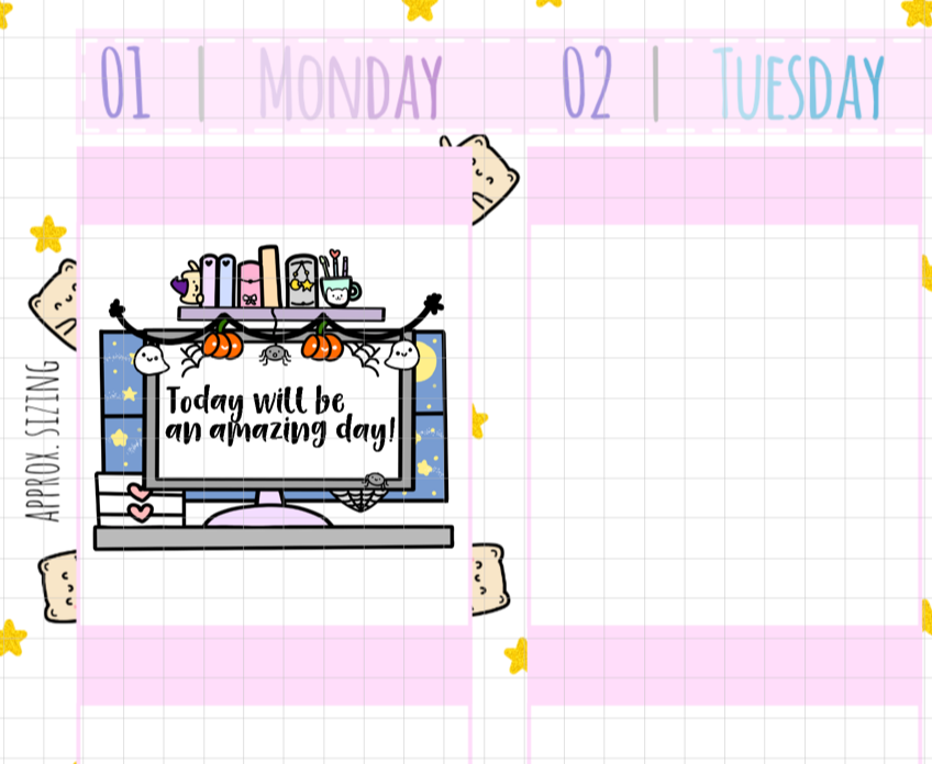 Halloween Functional Planner Desktop Full Box Planner Stickers (D05) - Littlestarplans