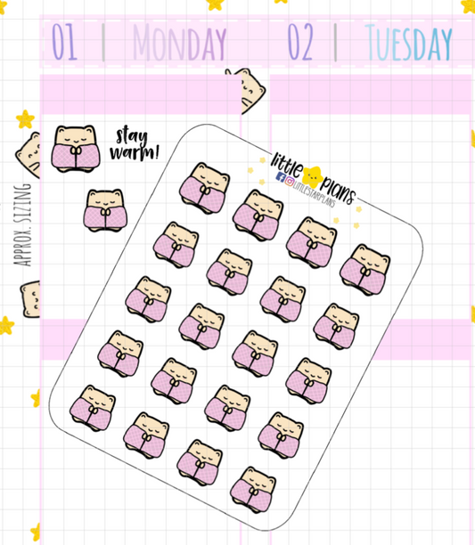 Neku Cozy, Wrapped around in a Blanket Planner Stickers (N38) - Littlestarplans