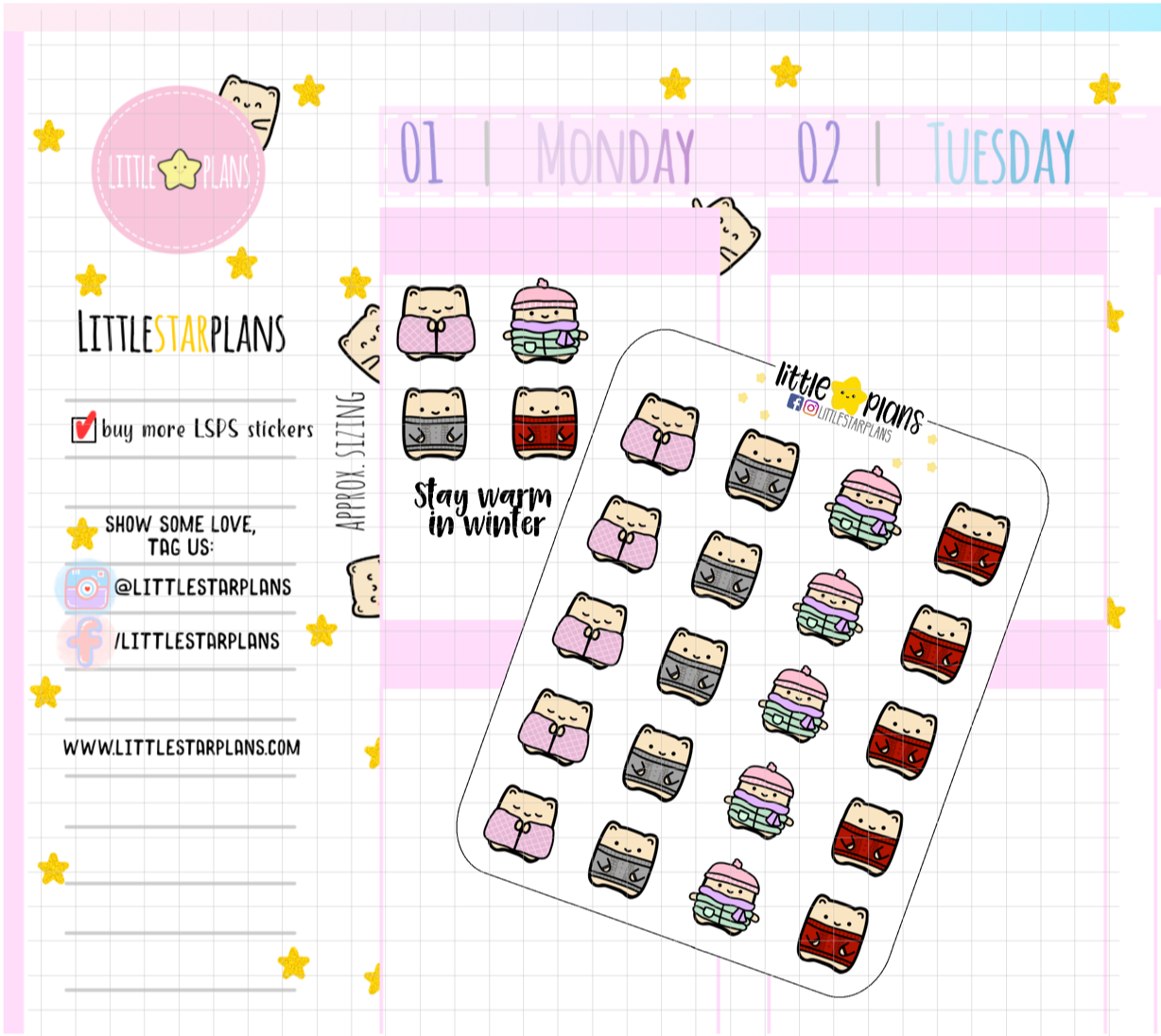 Neku Cozy Winter Planner Stickers - Littlestarplans