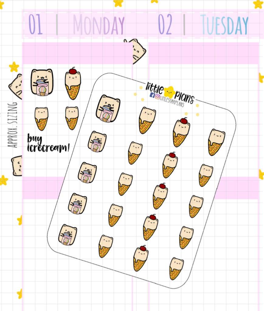 Neku Eating Icecream, Dessert Planner Stickers (N39) - Littlestarplans