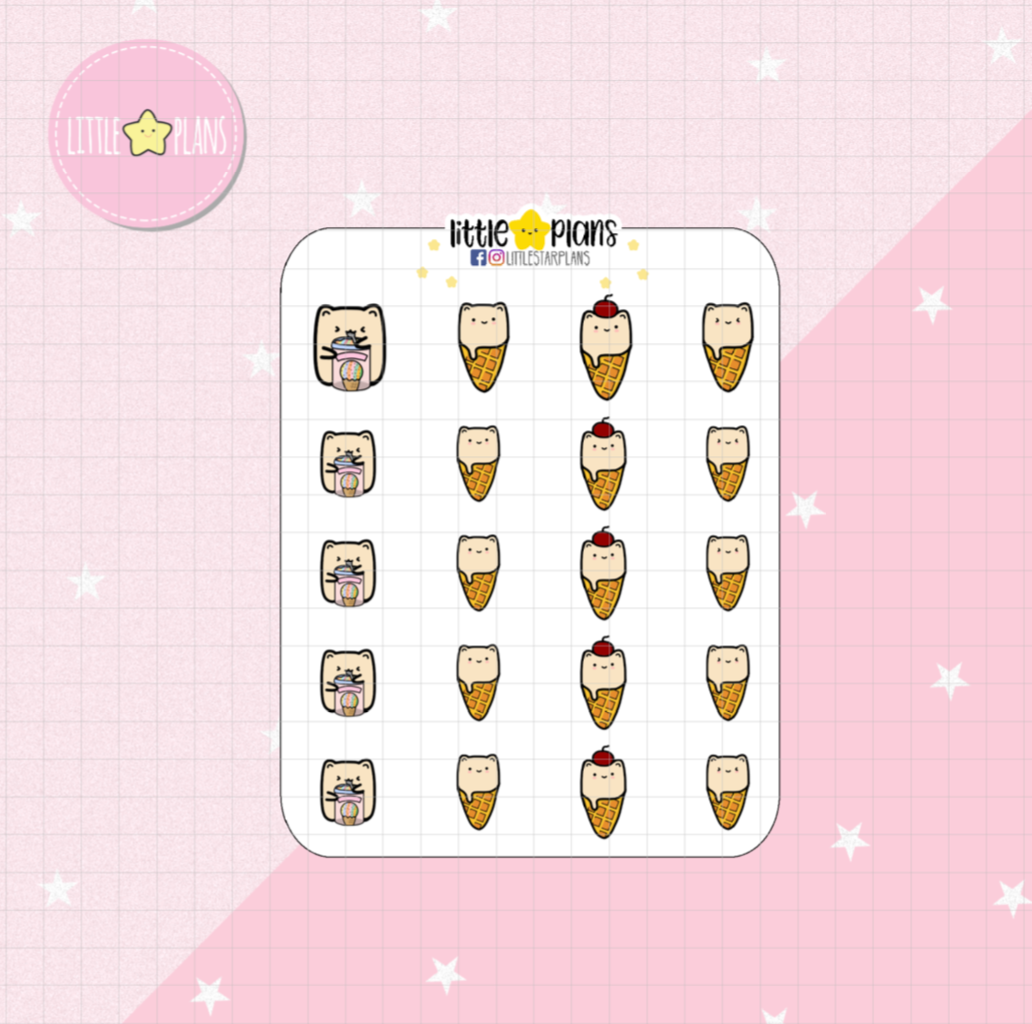 Neku Eating Icecream, Dessert Planner Stickers (N39) - Littlestarplans