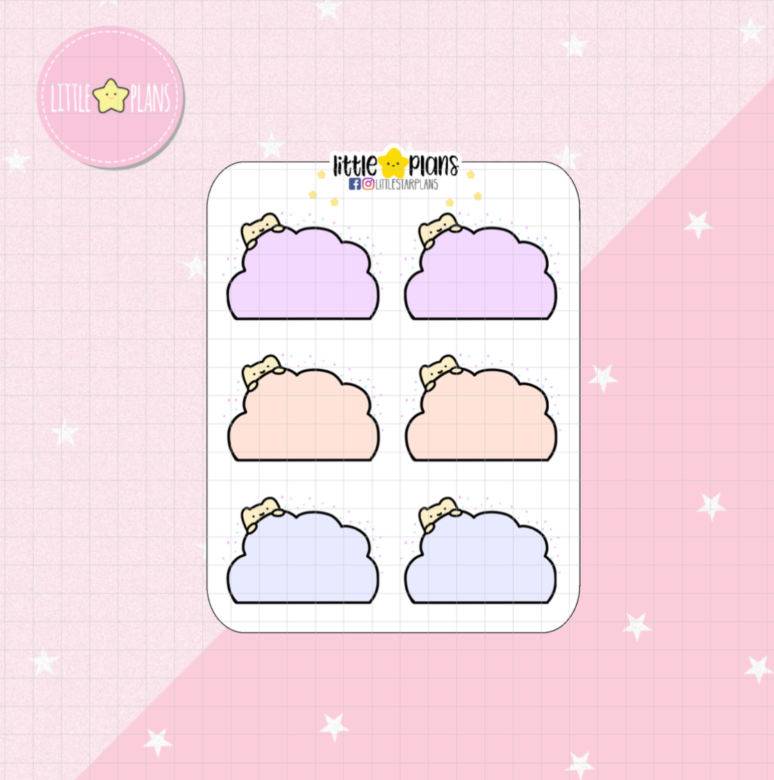 Functional Neku Pastel Cloud Planner Stickers (N41) - Littlestarplans