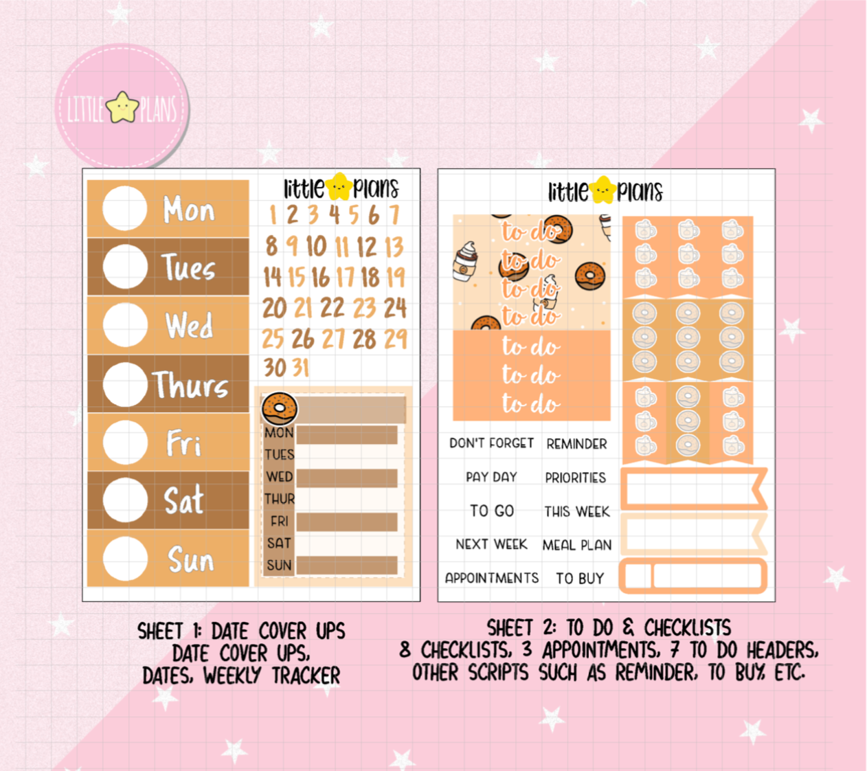 Spiced Latte Weekly Planner Sticker Kit - Littlestarplans