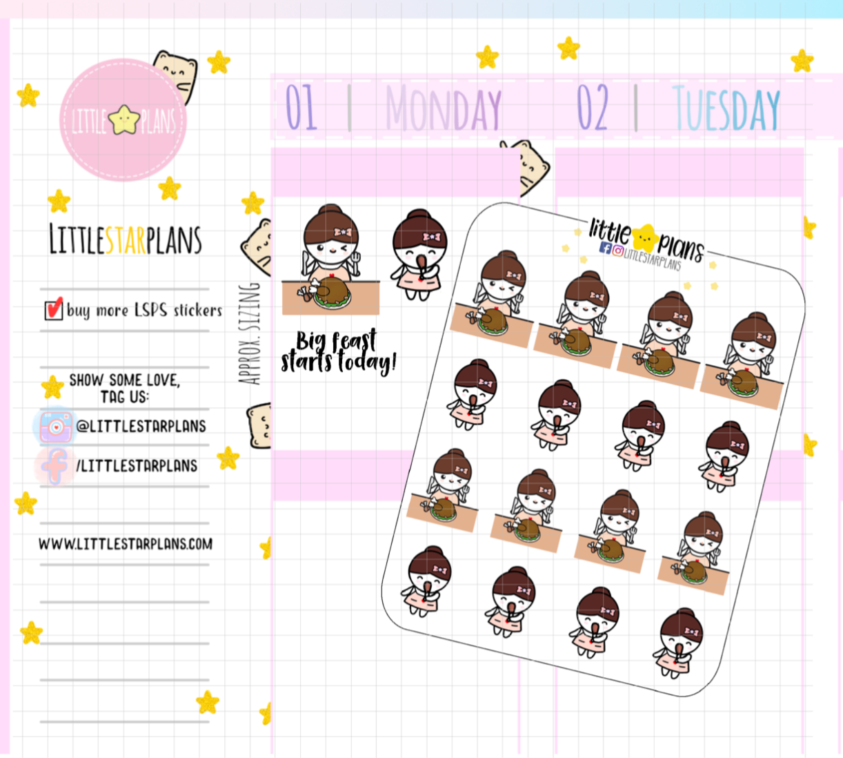 Mimi Thanksgiving Feasts, Big Dinner, Party Planner Stickers (M156) - Littlestarplans