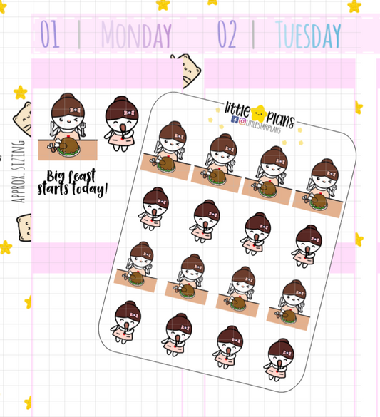 Mimi Thanksgiving Feasts, Big Dinner, Party Planner Stickers (M156) - Littlestarplans