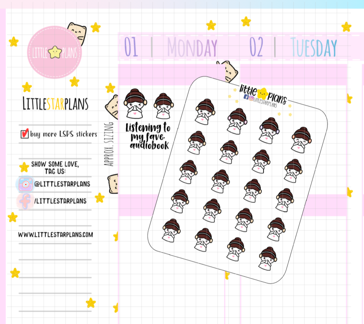 Mimi Audiobook, Podcast Planner Stickers (M158) - Littlestarplans